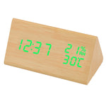 Triangle Humidity and Temperature LED Wood Alarm Clock