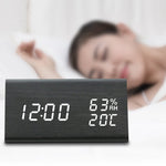 Triangle Humidity and Temperature LED Wood Alarm Clock