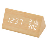 Triangle Humidity and Temperature LED Wood Alarm Clock