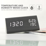 Triangle Humidity and Temperature LED Wood Alarm Clock