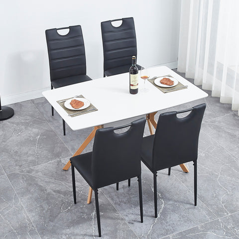 5pcs Dining Table & Chair Set 1 Fashion Dining Table + 4 Leather Chairs