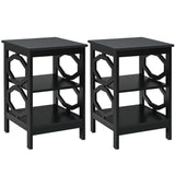 2PCS 3-tier Accent Nightstand, Sofa End Table