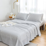 Fitted Linen Grey Floral Bed Sheets Set 4Pcs