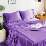 Fitted Satin Solid Printed Sheet Set